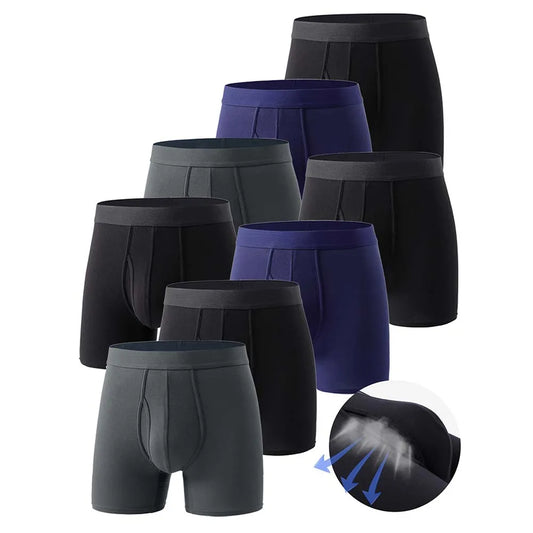 8er-Pack Herren Boxershorts aus Bambusfaser – Weich, Hautfreundlich & Atmungsaktiv | Lange Feuchtigkeitsableitende Unterwäsche XS–XXL Kaufschwan® Set 1 S