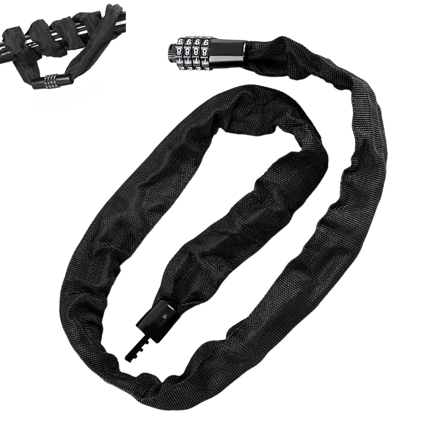 Anti-Diebstahl Fahrrad Kettenschloss – Universelles Zahlenschloss für Fahrrad, Roller & Skateboard | 4-stelliger Code 80/100/120cm Kaufschwan®