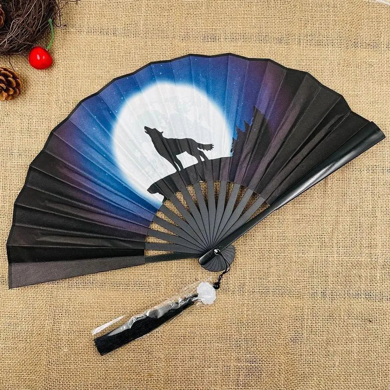 Retro Drachen Faltfächer | Beidseitiger Seidenstoff Handfächer | 8-Zoll Tragbarer Chinesischer Hanfu Fächer für Damen & Herren Kaufschwan®