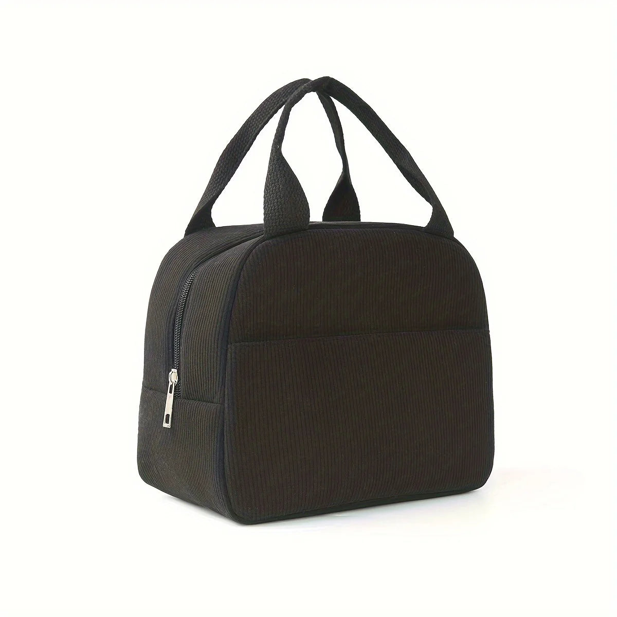 Wiederverwendbare Isolierte Kühltasche – Bestickte Cord Lunchbag | Tragbare Kühltasche für Kinder, Schule, Arbeit & Reisen Kaufschwan® Schwarz