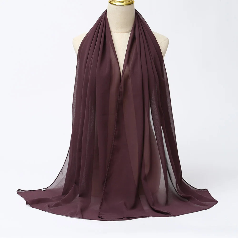 Muslimischer Chiffon Hijab Schal – Damen Langer Einfarbiger Kopf Schal | Eleganter Jersey Schleier & Modisches Umschlagtuch