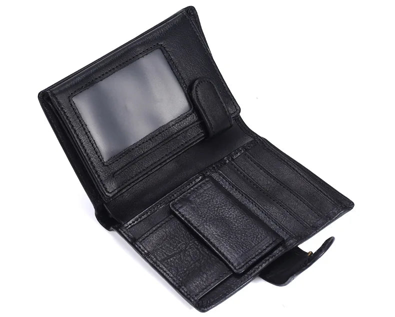 Herren Geldbörse aus Echtem Rindsleder – Retro Kurzformat | Hochwertige Lederbörse mit Hasp-Verschluss & Münzfach Kaufschwan®