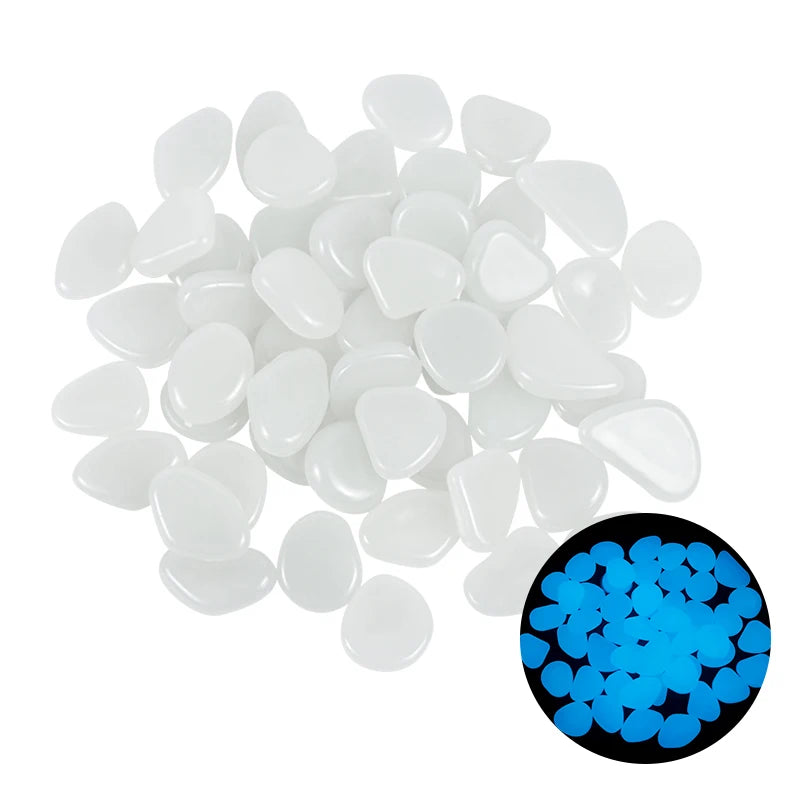 25/50 Stück Leuchtende Gartensteine – Glow-in-the-Dark Kiesel für Wege, Gartenpfade, Terrasse & Rasen Dekoration Kaufschwan® Weiß 25 Stück