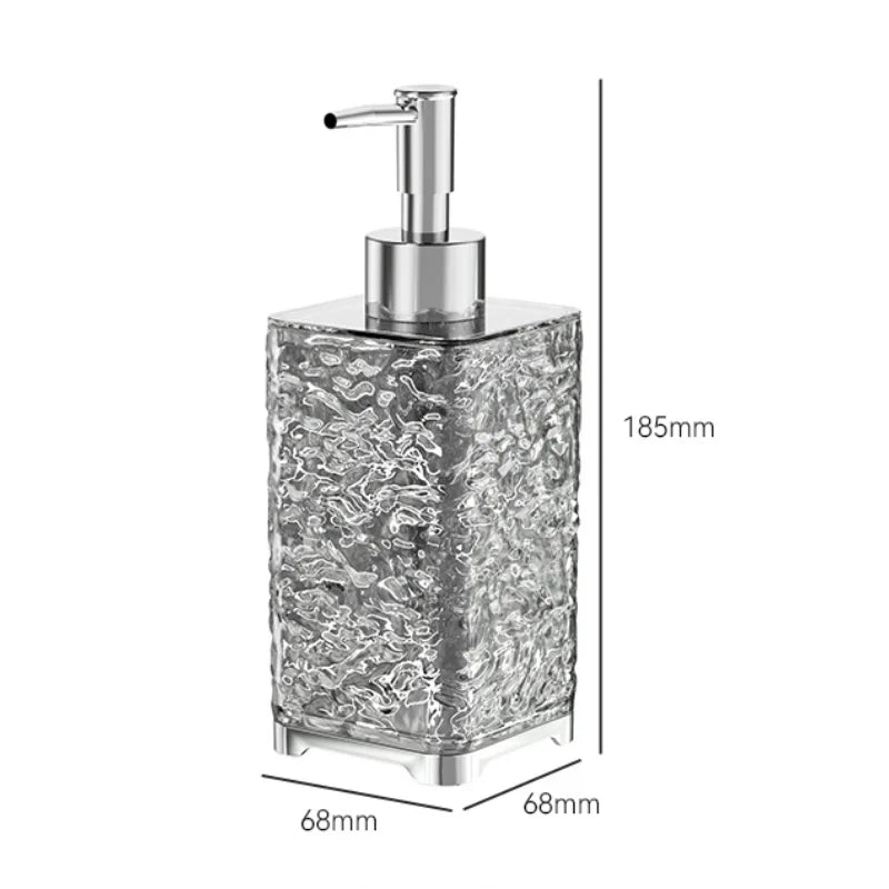 Luxuriöser transparenter Badezimmer-Seifenspender – Wiederverwendbare Handpumpflasche für Duschgel & Flüssigseife Kaufschwan® 400ml-Quadratisch Grau