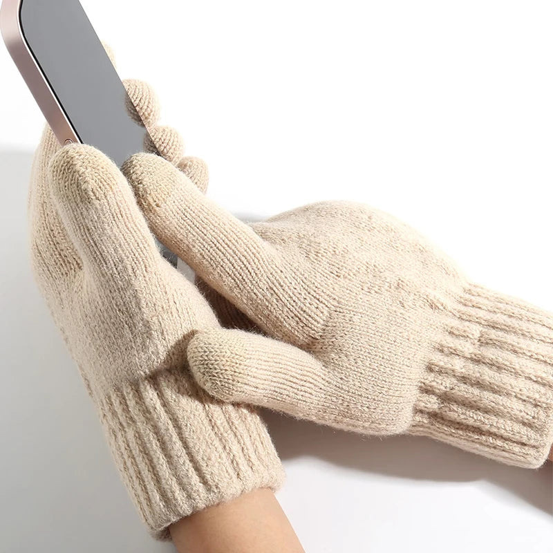 Unisex Winterhandschuhe – Warme Strickhandschuhe mit Fleece-Futter | Touchscreen Vollfinger Handschuhe für Damen & Herren, Fahrrad & Autofahren Kaufschwan®