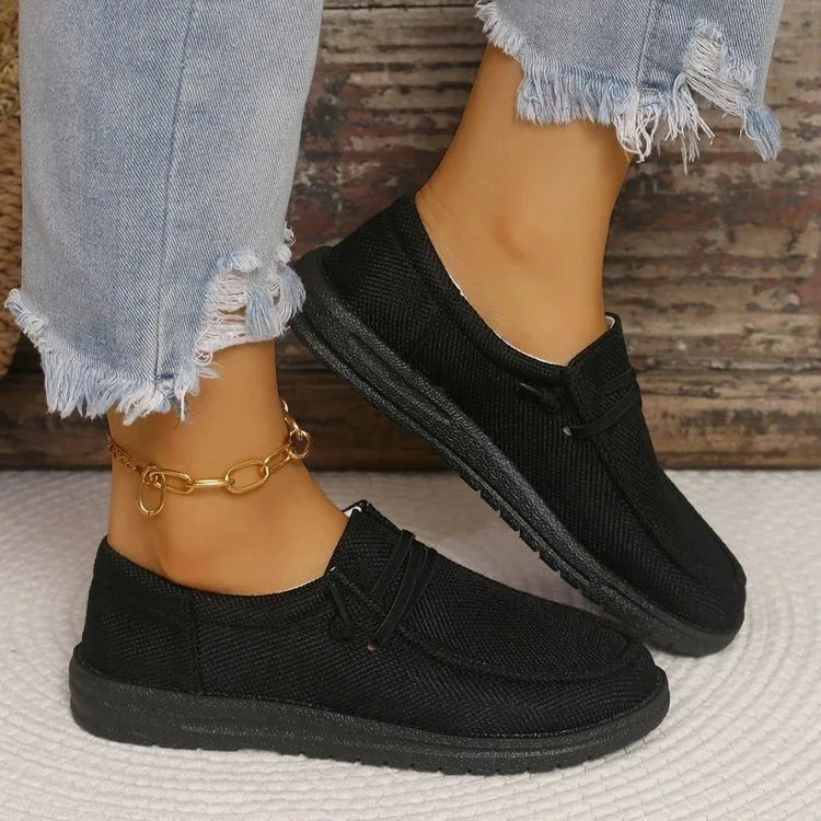 Frühling & Herbst Damen Vulcanized Sportschuhe – Modische Flache Sneaker | Bequeme Freizeitschuhe für Jeden Tag Kaufschwan® Schwarz 36