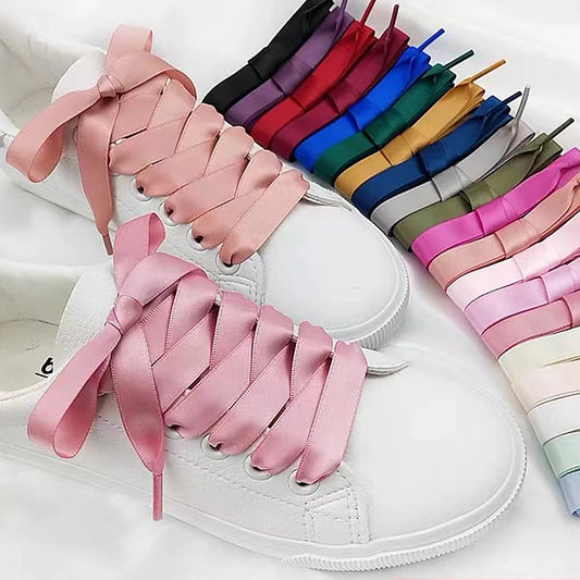 Satin Schnürsenkel aus Seidenband – Flache Modische Laces für Damen Sneaker & Stiefel | Elegante Schuhbänder in 80/100/120/150cm Kaufschwan®