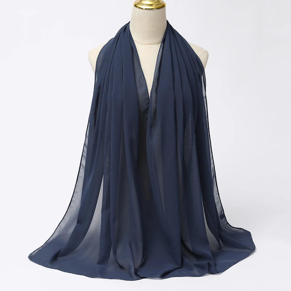 Muslimischer Chiffon Hijab Schal – Damen Langer Einfarbiger Kopf Schal | Eleganter Jersey Schleier & Modisches Umschlagtuch Kaufschwan®