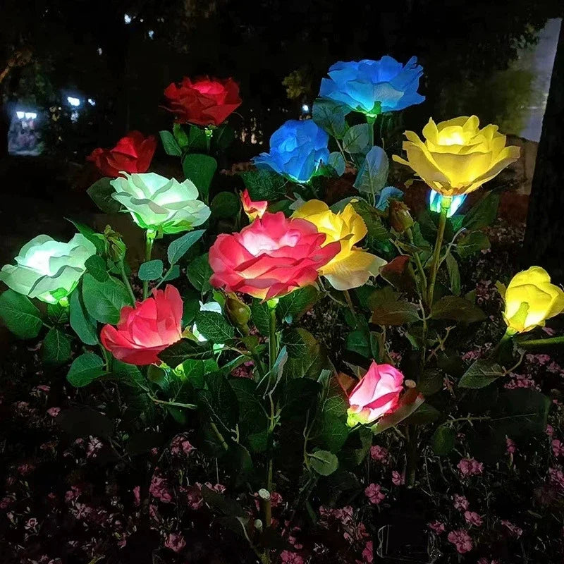 5-Köpfe Rosen Rasenlampe Solarlichter – Außen Dekorative Solar Gartenleuchten für Hof, Terrasse, Garten & Hochzeit Kaufschwan®