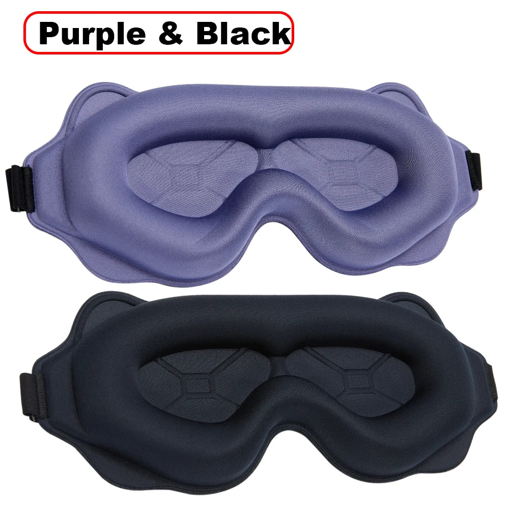 Schlafmaske Augenklappe | Leichte Reise-Augenmaske | Tragbare 3D Schlafmaske für Nacht & Entspannung Kaufschwan® Schwarz und Lila