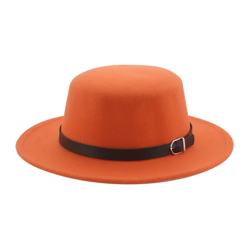 Gefilzter Herren Hut – Einfarbiger Klassischer Fedora mit Gürtelband, Casual & Formeller Winterhut Kaufschwan® Orange 56-58cm