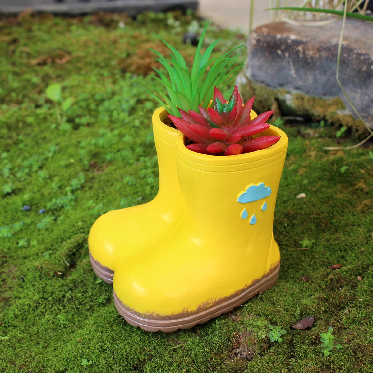 Garten-Mikrolandschaft, stiefelförmiger Blumentopf, Büro-Stiftehalter, handgefertigtes Resin-Kunsthandwerk Kaufschwan®