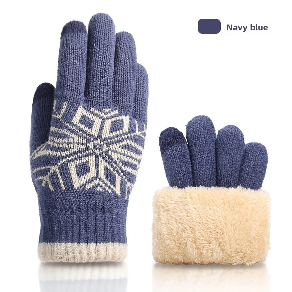 Weihnachten Doppel-Layer Touchscreen Handschuhe – Dicke Strickhandschuhe | Warme Winterhandschuhe für Damen & Herren, Kältebeständig Kaufschwan® Marineblau Einheitsgröße