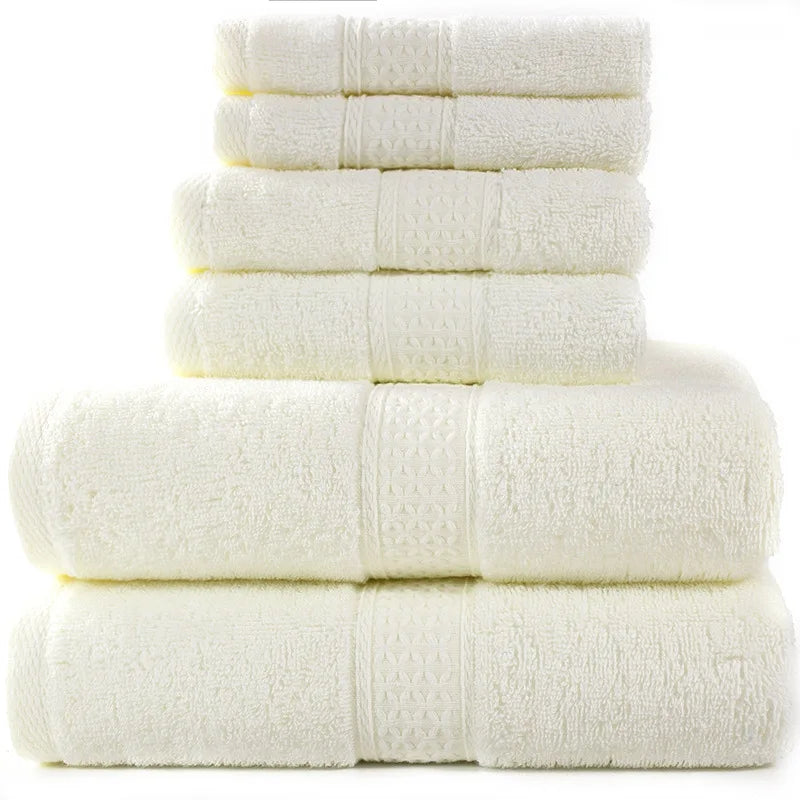 6-teiliges / 3-teiliges Baumwoll Handtuch Set – Luxuriös Bestickt mit Spitze | Bade-, Hand- & Gesichtstücher in 17 Farben, Schnell Trocknend Kaufschwan® Beige 3 Stück