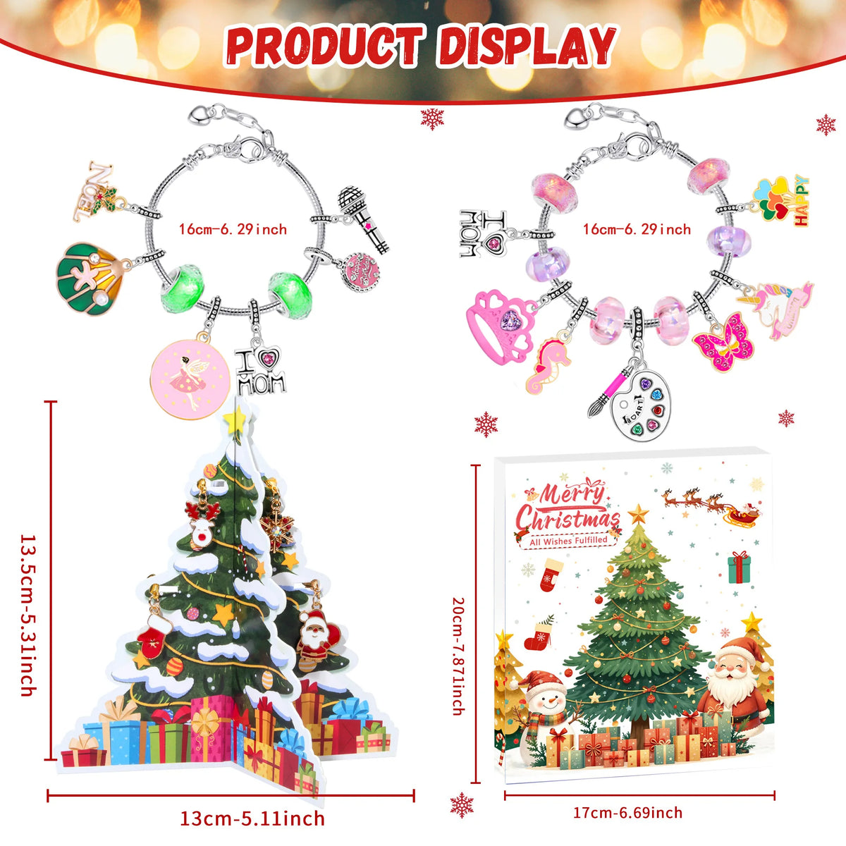 Kinder-Armband-Adventskalender – 24-Tage-Weihnachtskalender mit Schmuck-Bastelset & Überraschungsbox