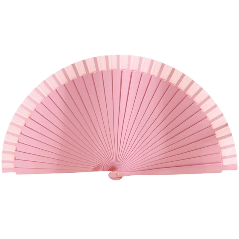 Eleganter Holzfächer | Klassischer Spanischer Faltfächer | Einfarbiger Vintage-Handfächer für Hochzeiten, Partys & Tanzaufführungen Kaufschwan® Hellrosa