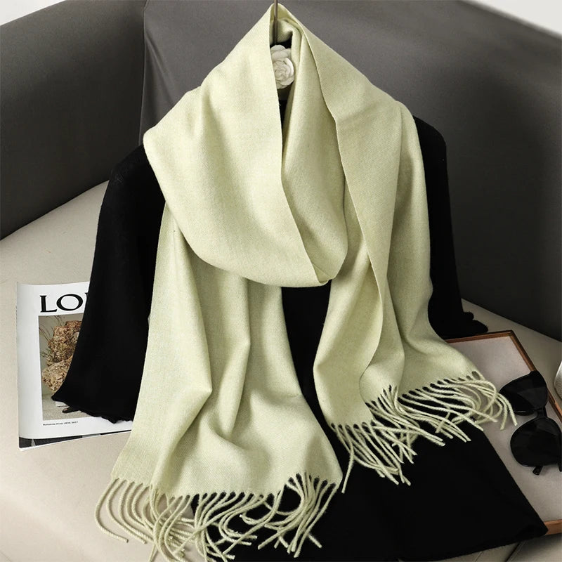 Bunte Winter Schals für Damen | Langer Kaschmir-Optik Wärmeschal | Einfarbig Hijab, Umschlagtuch & Pashmina Kopftuch