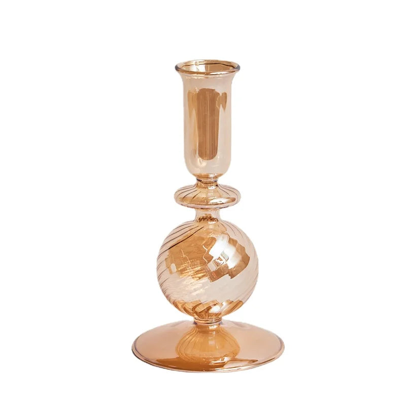 Floriddle Retro Kerzenständer – Hohe Stabkerzenhalter im Glasvasen-Stil für Zuhause, Party & Hochzeitsdekoration