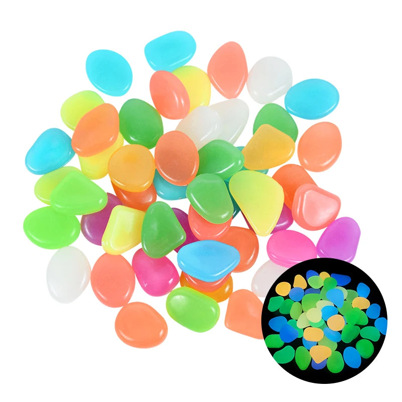 25/50 Stück Leuchtende Gartensteine – Glow-in-the-Dark Kiesel für Wege, Gartenpfade, Terrasse & Rasen Dekoration Kaufschwan® Bunt 25 Stück