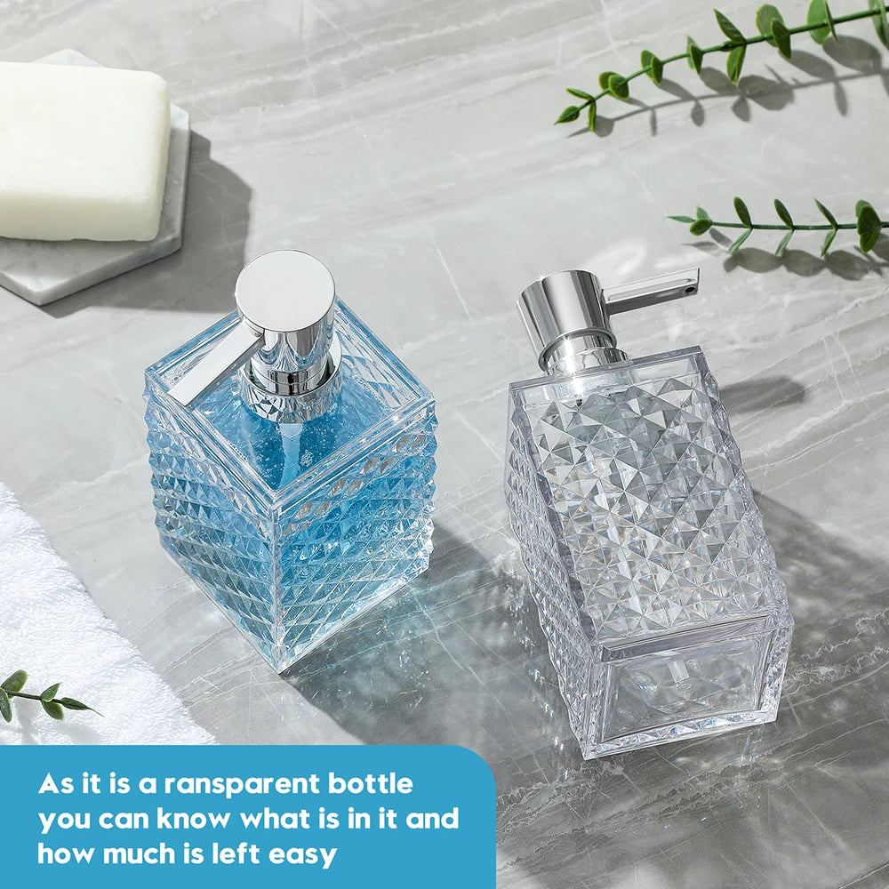 Transparenter Acryl-Handseifenspender (10oz) mit silberner ABS Rostschutzpumpe – Für Bad und Küche Kaufschwan®