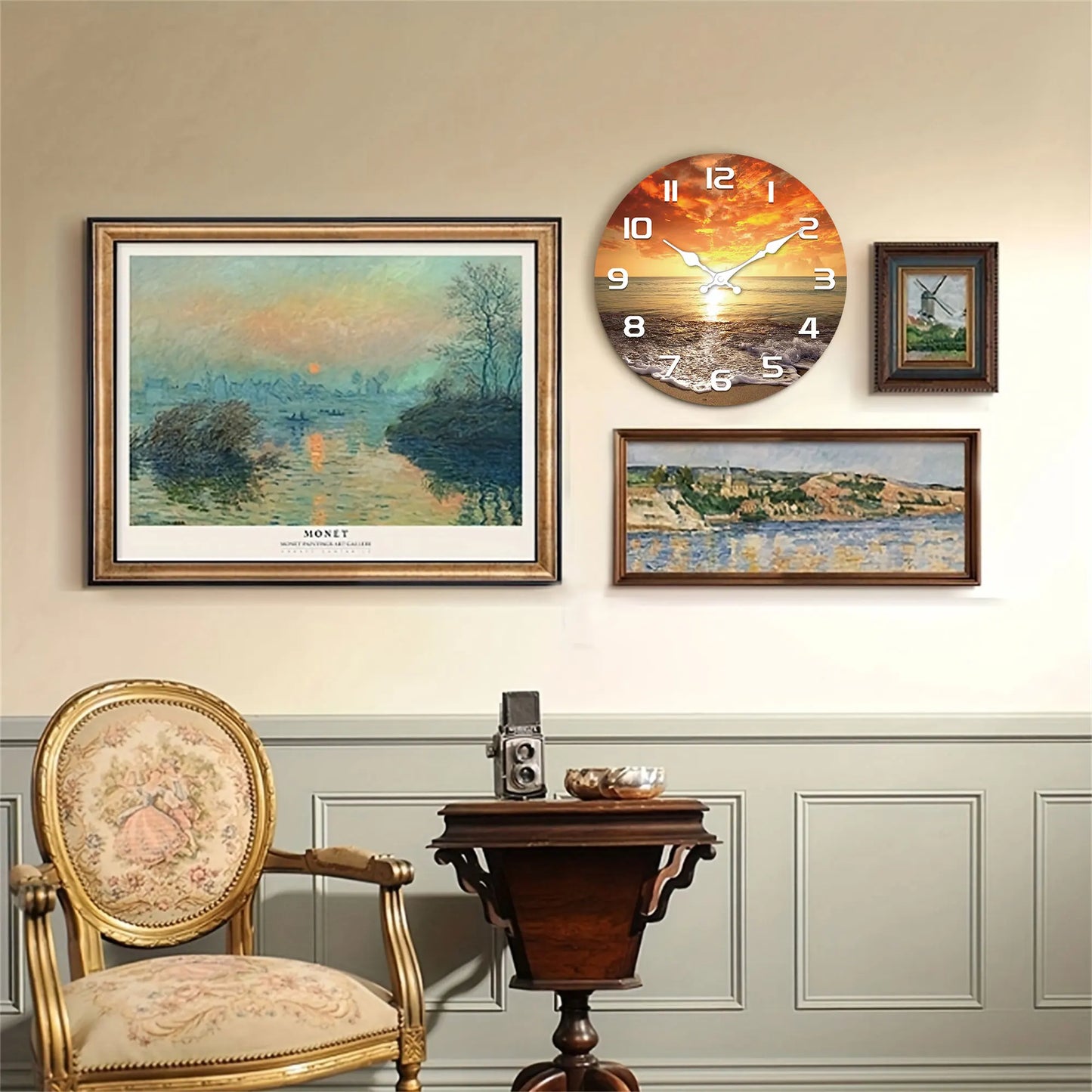 Strand Sonnenuntergang Holz Wanduhr – Leise Quarz Deko Uhr Kaufschwan®