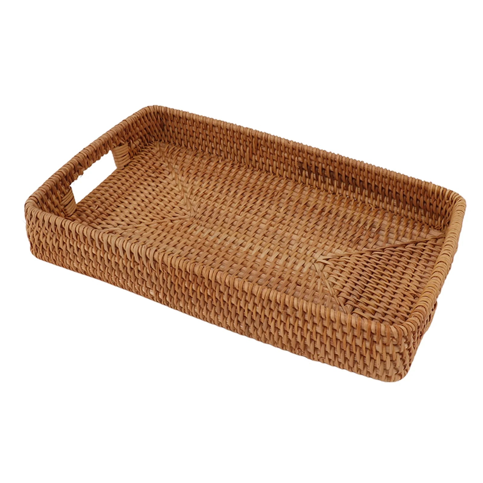 Geflochtenes Rattan Serviertablett – Großes Aufbewahrungs-Tablett im Landhausstil für Obst & Desserts Kaufschwan®
