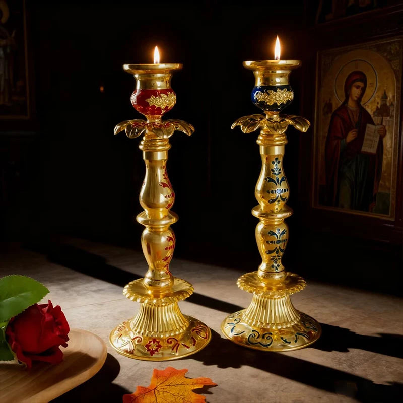 Orthodoxer Kerzenhalter – Handgefertigter Komposit Kerzenständer für Zuhause, Villa, Wohnzimmer & Party Dekoration Kaufschwan®