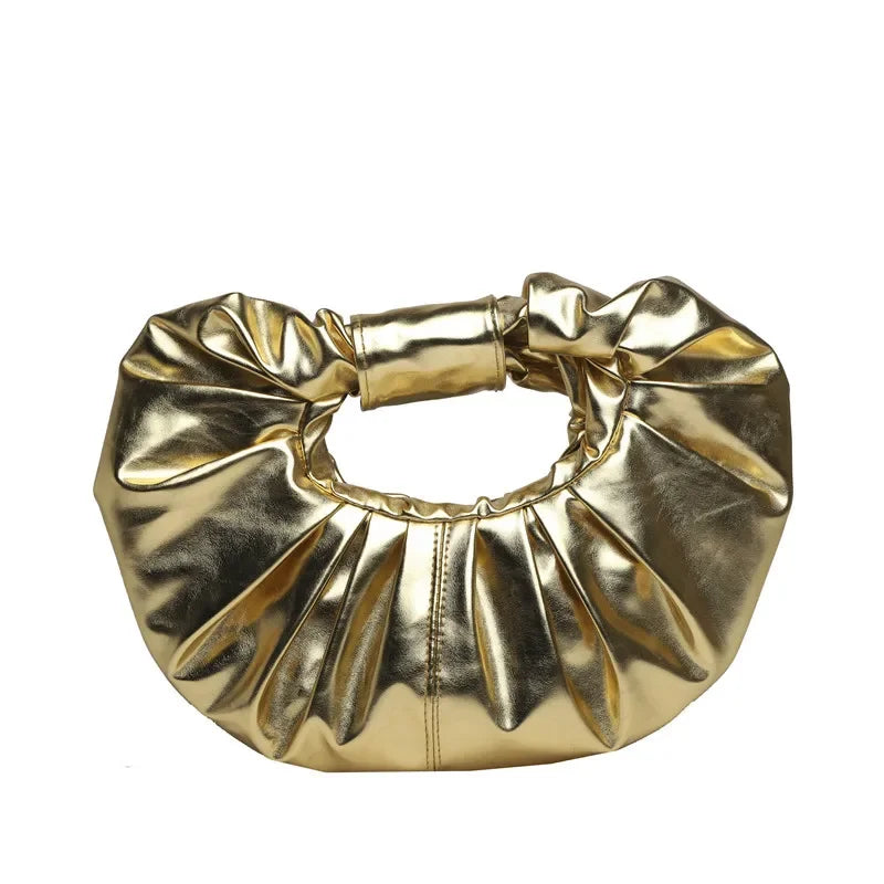 Metallic Falten Handtasche – Laser Silber Clutch & Schultertasche | Luxus Designer-inspirierte Damen Tote