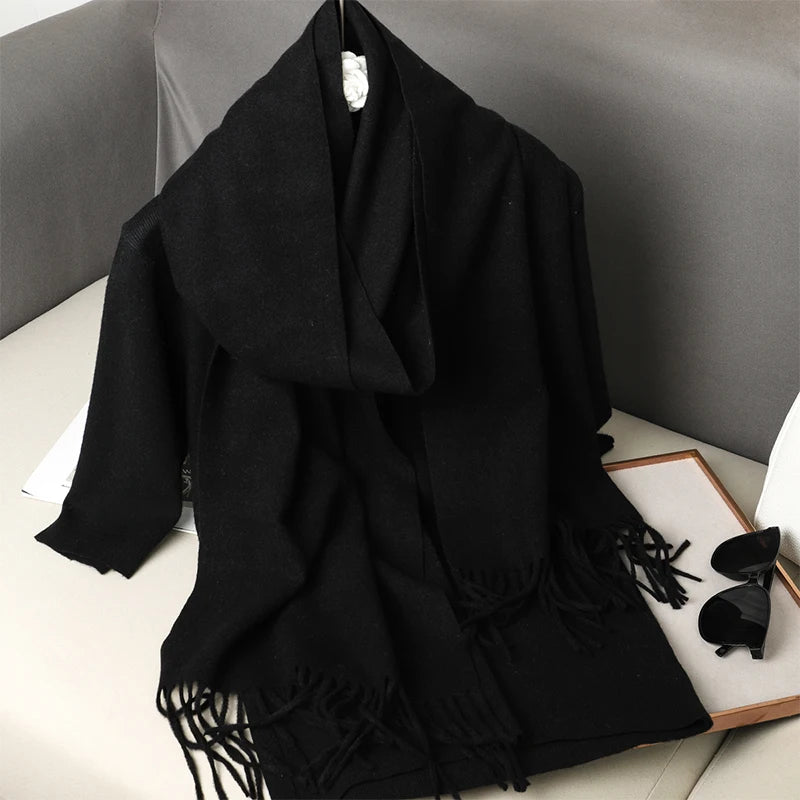 Bunte Winter Schals für Damen | Langer Kaschmir-Optik Wärmeschal | Einfarbig Hijab, Umschlagtuch & Pashmina Kopftuch Kaufschwan®