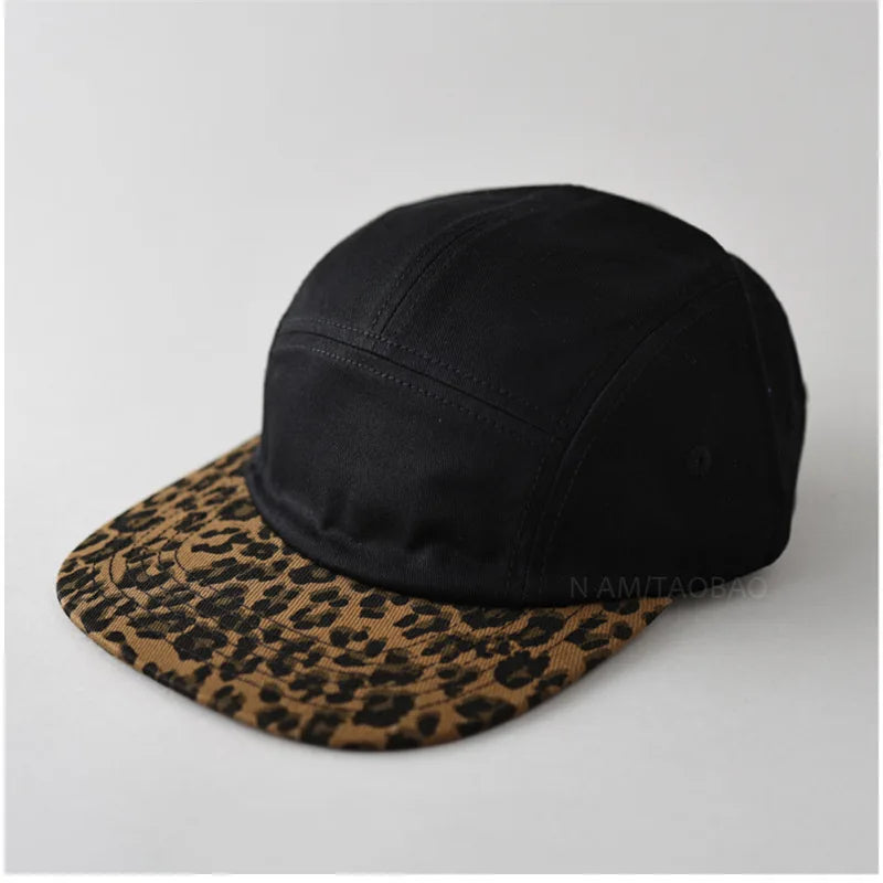 Neue Retro Leopard Print Farbige Baseballkappe | Herren & Damen Modischer Freizeit-Sonnenhut | Cool & Trendy Spice Girl Stil Kaufschwan® Schwarz 56-58cm
