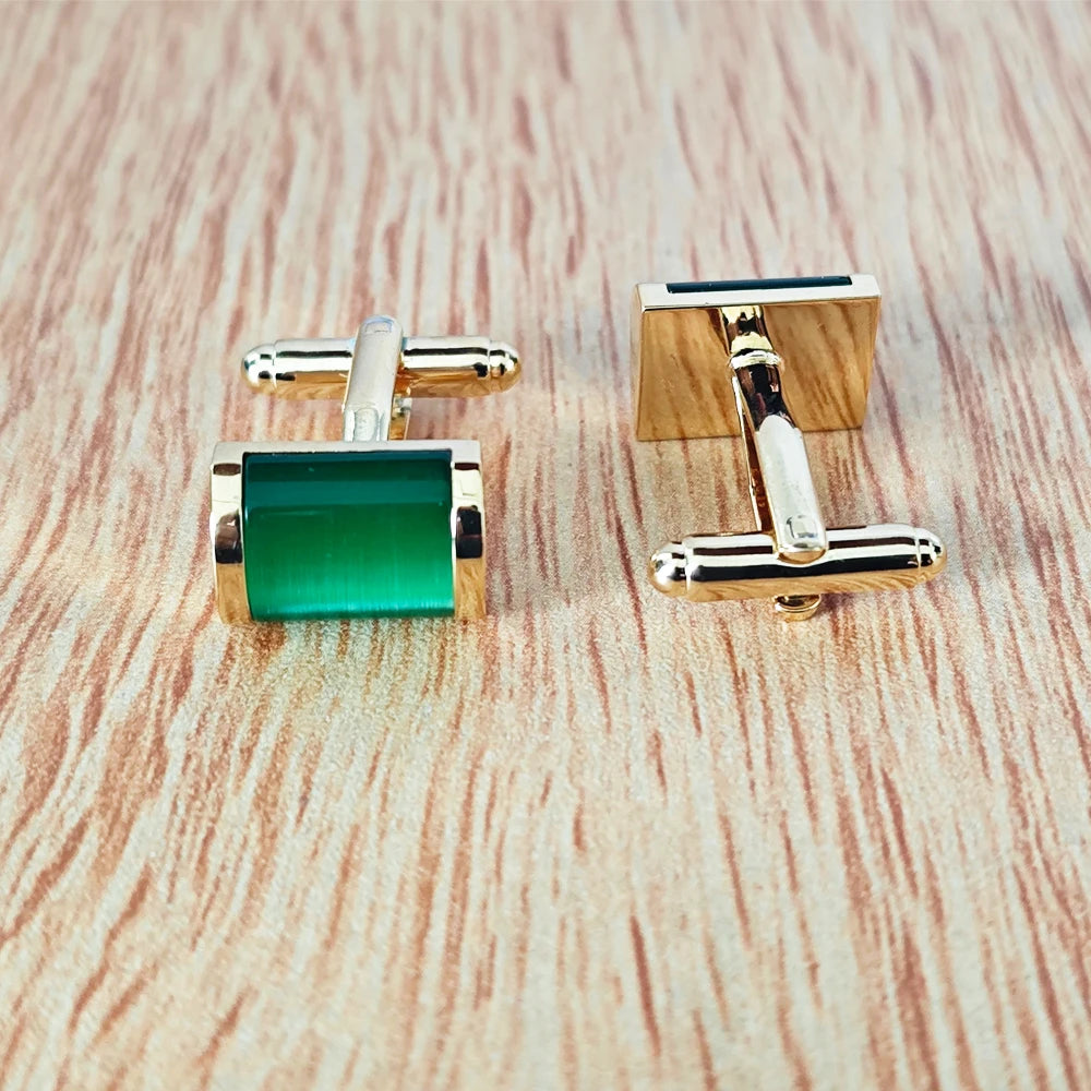 Herren Manschettenknöpfe mit Grünem Kristall – Elegante Französische Manschetten | Business & Anlass Schmuck für Hemd & Anzug Kaufschwan®