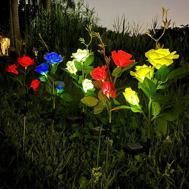 5-Köpfe Solarlichter – Außen Dekorative Rosenblumen Rasenlampe für Hof, Terrasse, Garten & Weihnachtsdekoration Kaufschwan®