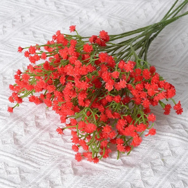 Künstliche Gypsophila Plastikblumen – Kunst-Brautatem Strauß für Hochzeit, Zuhause, Garten, Party & DIY Dekorat Kaufschwan® Rot 1 Bündel