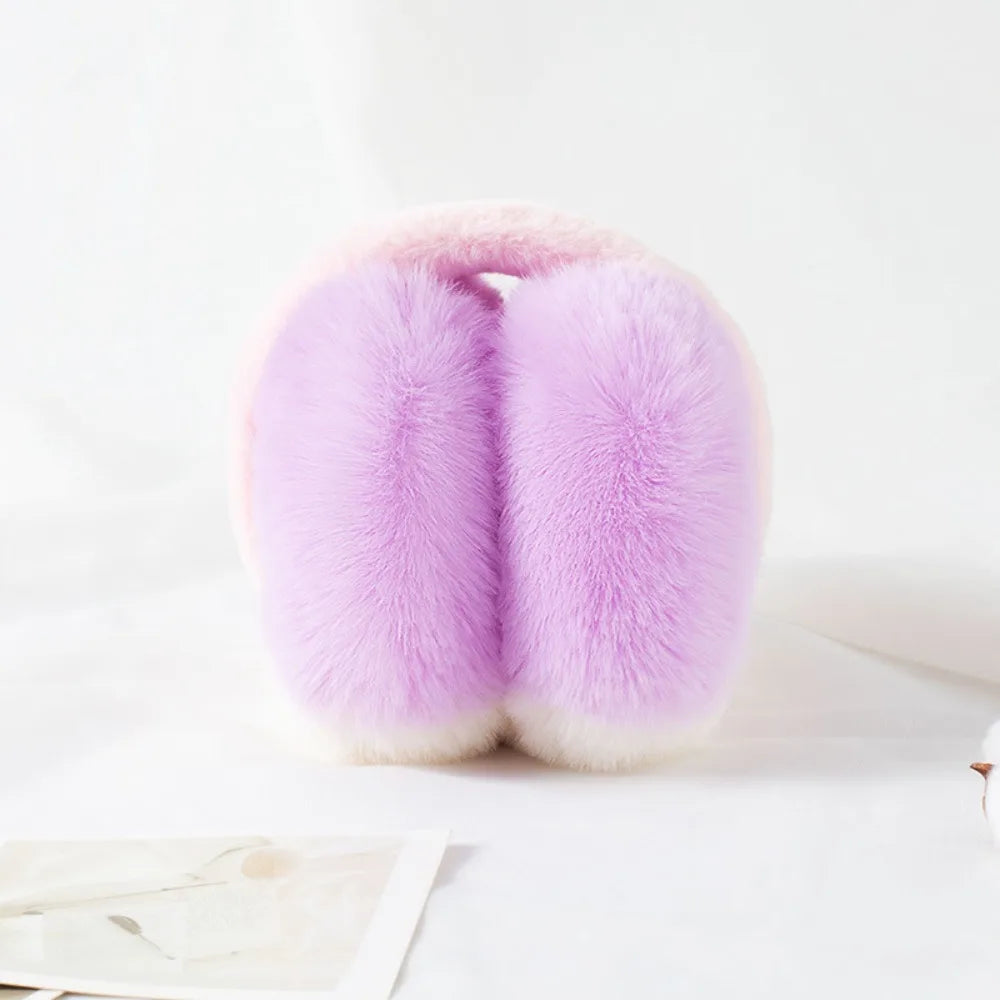 Modische Kunstfell Ohrwärmer in Bonbonfarben – Dicke Faltbare Plüsch Ohrklappen | Weiche Winter Accessoires für Damen & Mädchen Kaufschwan® Lila
