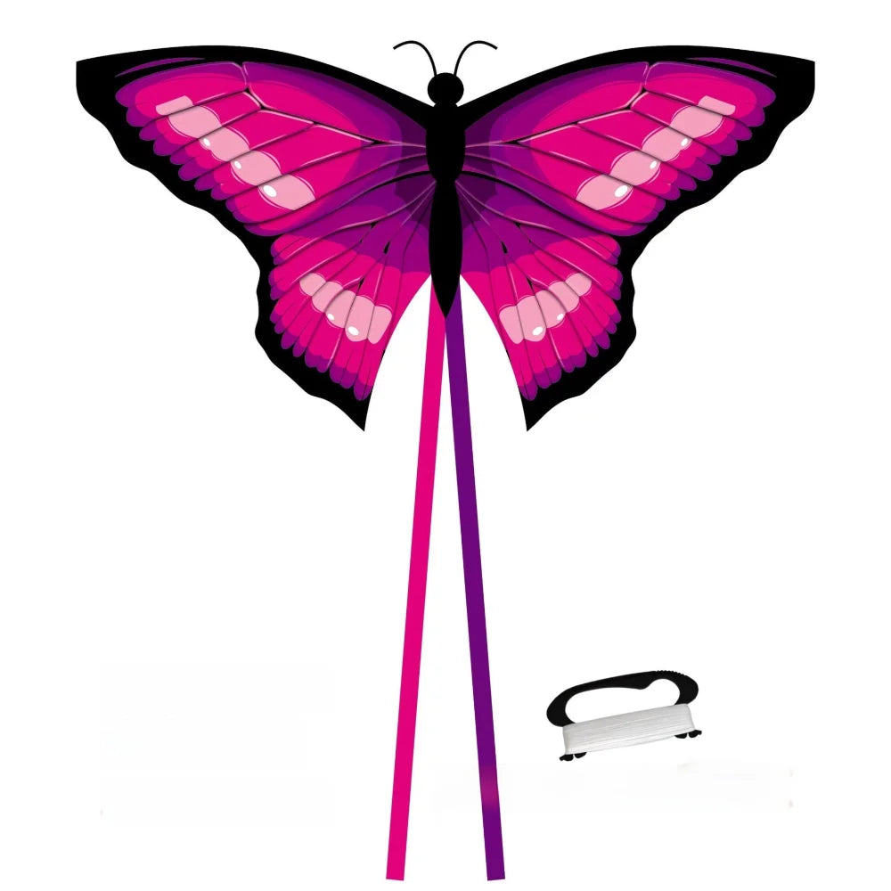 Bunter 3D-Schmetterlingsdrachen – Einfach zu Fliegender Kinderdrachen für Garten, Park und Freizeit im Freien Kaufschwan® Fuchsia