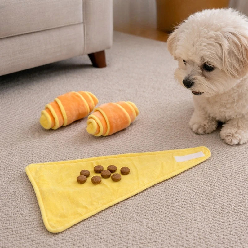 Plüsch Croissant Hundespielzeug – Weiches Interaktives Kauspielzeug für Kleine und Mittelgroße Tiere Kaufschwan®