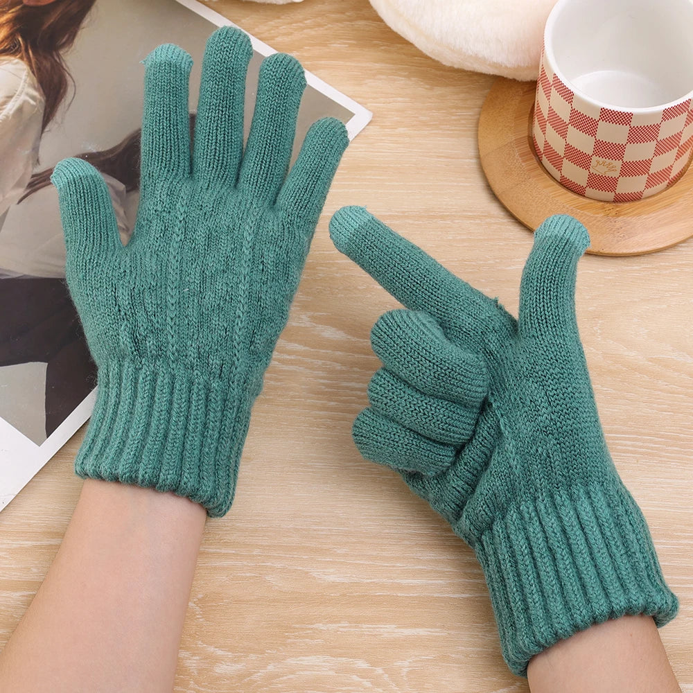 Unisex Winterhandschuhe – Warme Strickhandschuhe mit Fleece-Futter | Touchscreen Vollfinger Handschuhe für Damen & Herren, Fahrrad & Autofahren Kaufschwan®