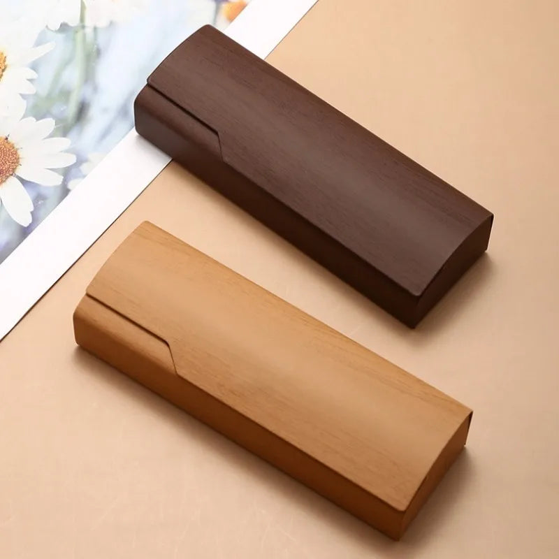 Brillenetui Holzoptik Klappdesign – Anti-Druck Schutzbox für Lese- und Sehbrillen Kaufschwan®