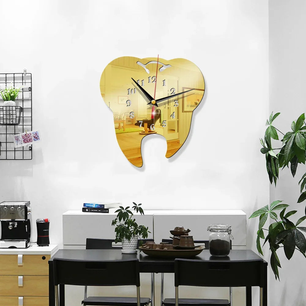 Kreative Zahn Spiegel Wanduhr – DIY Leise Acryl Deko Uhr Kaufschwan®