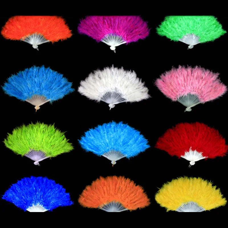 9 Farben Feder-Handfächer | Faltbarer Kostüm- und Tanzfächer für Hochzeiten & Showgirls Kaufschwan®