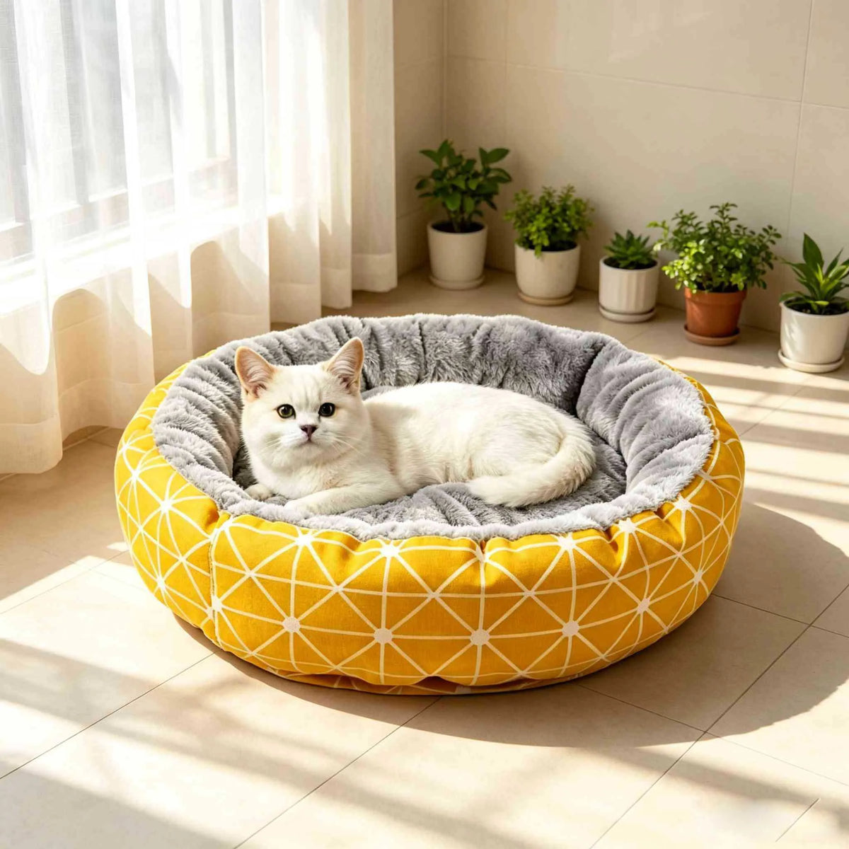 Rundes Katzennest für Katze – Niedliche Warme Schlafmatte & Kuscheliges Katzenbett Kaufschwan®