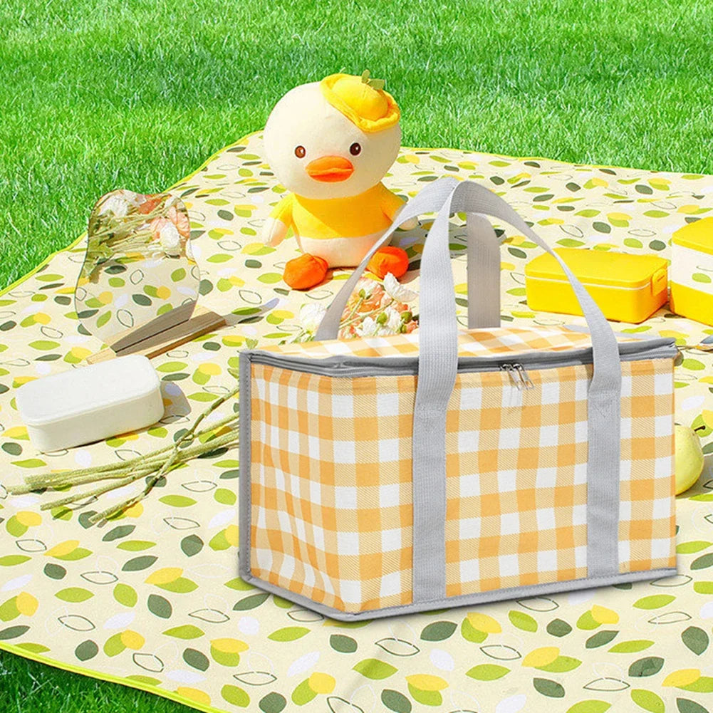 Große Outdoor Picknick Kühltasche – Tragbare Isolierte Box | Camping Getränketräger, Bento Tasche & Picknickbedarf Kaufschwan®