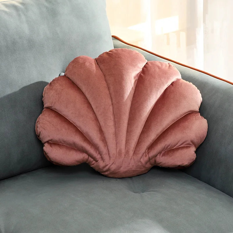 Velours Kissen mit Füllung für Wohnkultur | Sofa Kissen mit Muschel Design | Geschenk | 32x25cm Kaufschwan®