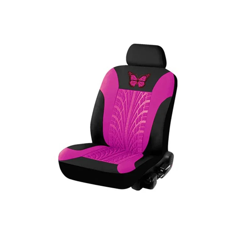 Universelles Autositzbezüge-Set – Vollständiges Set mit eleganter Schmetterlingsstickerei für Auto, SUV, Van & LKW Kaufschwan® Rosenrot (1 Platz)