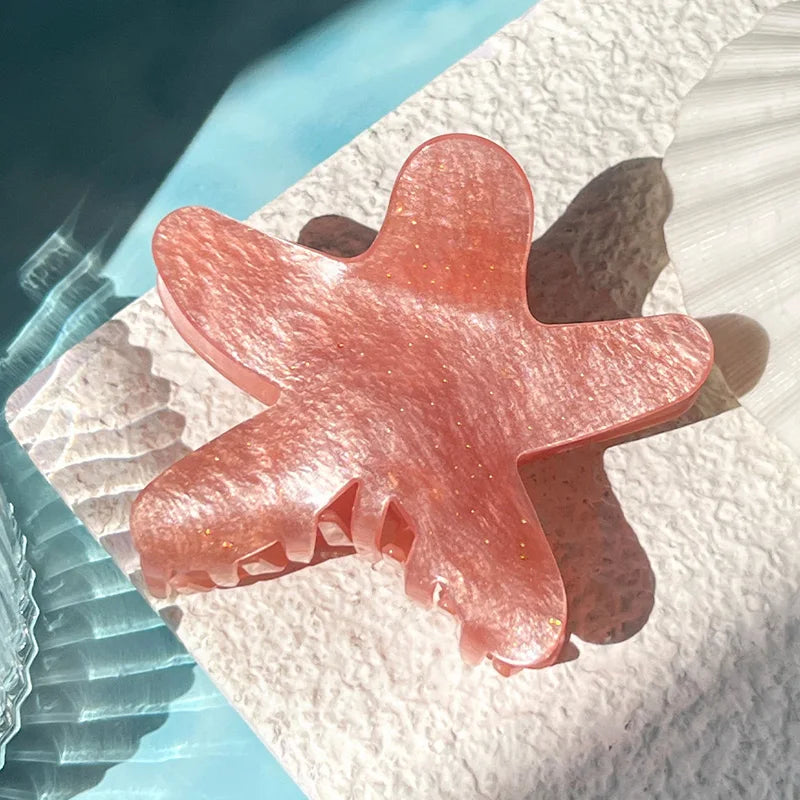 Sommer Seestern Haarklammer – Acrylic Clip Kaufschwan® 1 Stück rosa