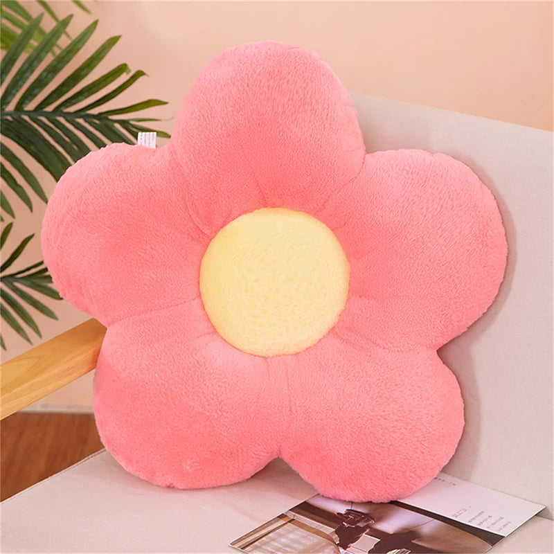 Gefülltes Fünf-Blütenblatt Kissen | Süßes Sonnenblumen Plüschkissen | Dekoration fürs Mädchenzimmer & Fensterbank | Rosa Sitzkissen Kaufschwan® Rosa - 30cm