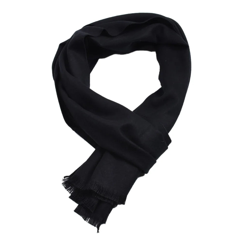 Einfarbiger Kaschmir-Imitat Schal für Herren | Winter Warmer Hals- und Nackenschal | Klassischer Schal – Navy & Schwarz Kaufschwan® Schwarz