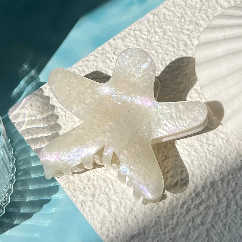 Sommer Seestern Haarklammer – Acrylic Clip Kaufschwan® 1 Stück weiß