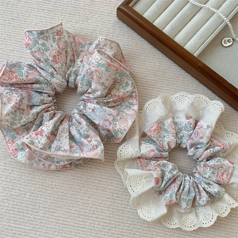 Rustikale Blumenhaarringe | Übergroße Spitzen-Scrunchies | Fairycore Alltags-Haarschmuck für Damen Kaufschwan®