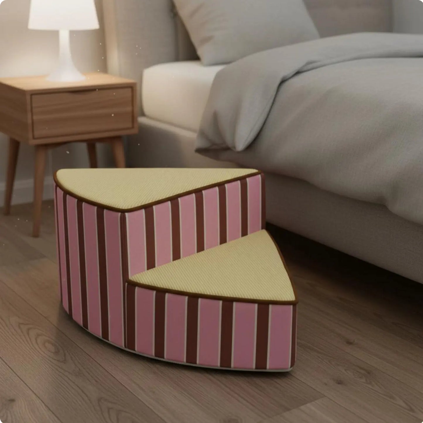 Gebogene Haustiertreppe – Leichte Schaumstoff Hundetreppe mit Rutschfestem Design | Weiche Katzen- und Hundeleiter Kaufschwan® Design 1